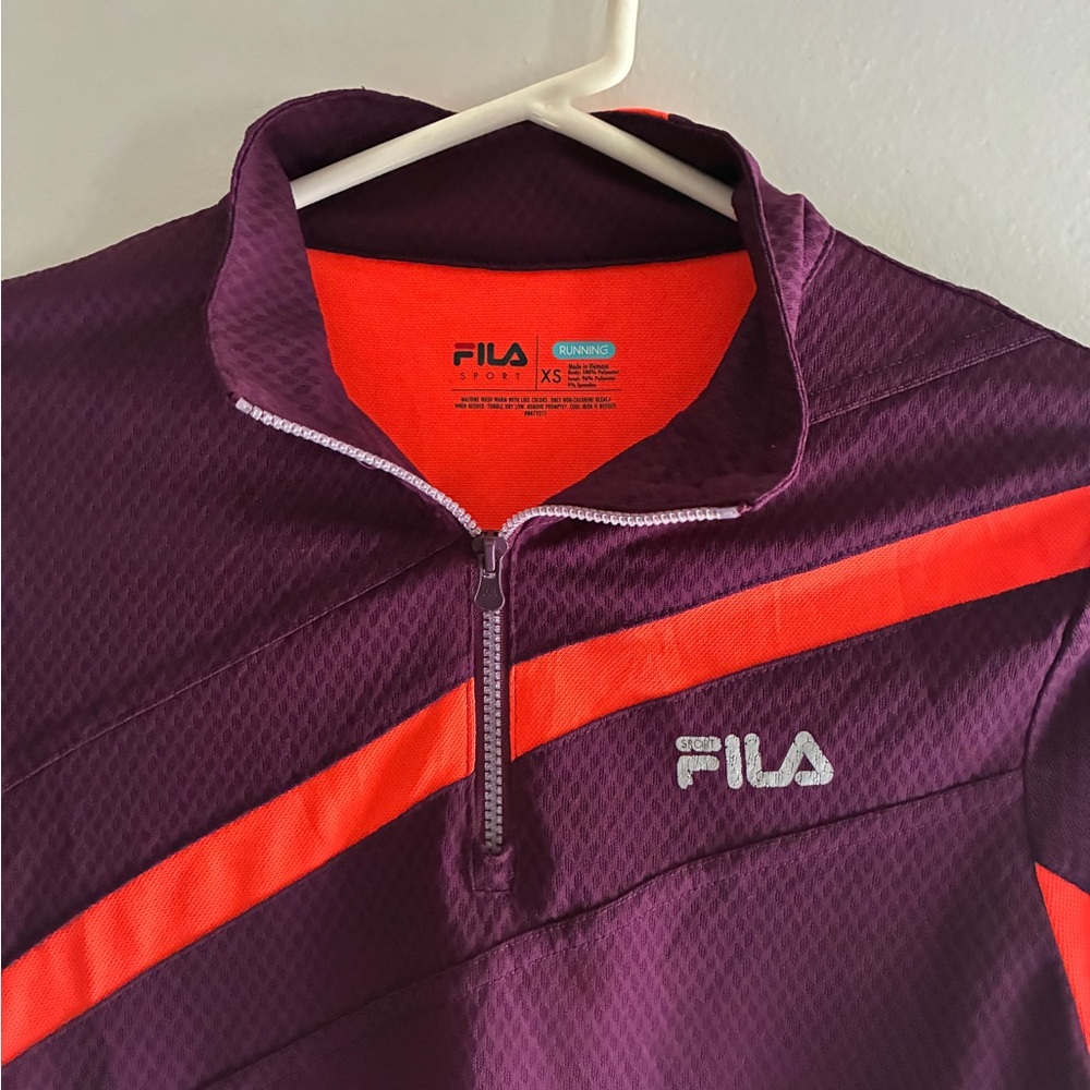 Women/Junior Fila Sport Running Purple With Orange Accents With 1/4 Zip Closure